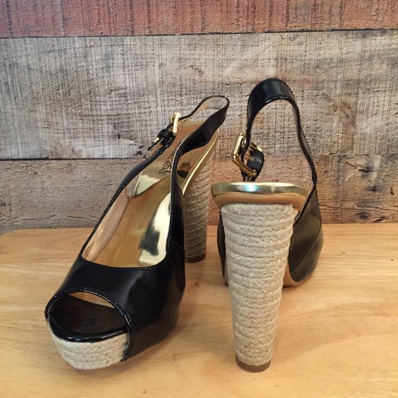 MICHAEL Kors Black Platform Slingback Sandal Sz 8M - Picture 2 of 6